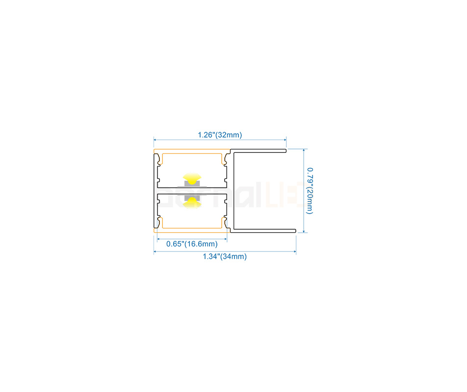 BPS342001 - 34x20mm Cabinet Profile