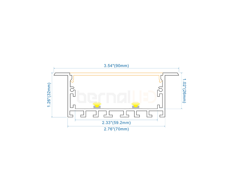 BPS703204 - 90x32mm Recessed